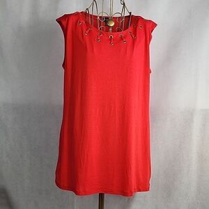 The Limited Coral Size L Rayon Sleeveless Spandex Top